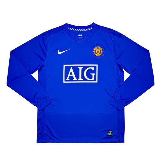 Camisa Manchester United III 2008/2009 Manga Longa - Retrô - Azul