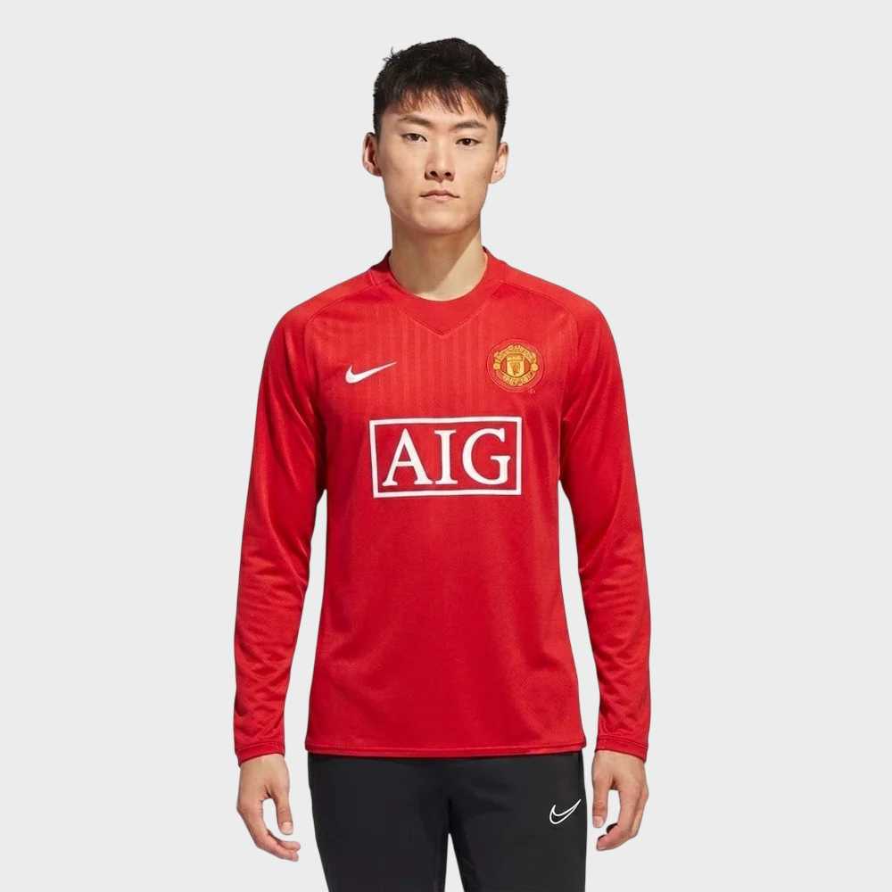 Camisa Manchester United I 2007/2008 Manga Longa - Retrô - Vermelha
