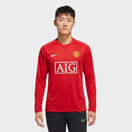 Camisa Manchester United I 2007/2008 Manga Longa - Retrô - Vermelha