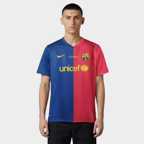 Camisa Barcelona I 2008/2009 Nike Torcedor - Azul e Grená - Retrô