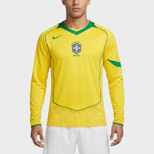 Camisa Seleção Brasileira I Manga Longa 2004 - Nike - Retrô - Amarela