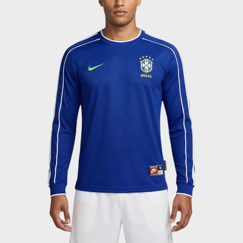 Camisa Seleção Brasileira II Manga Longa 1998 - Nike - Retrô - Azul