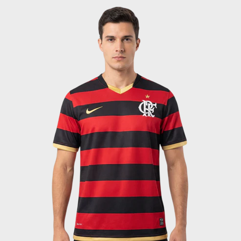 Camisa Flamengo I 2008/2009 Retrô - Vermelha e Preta
